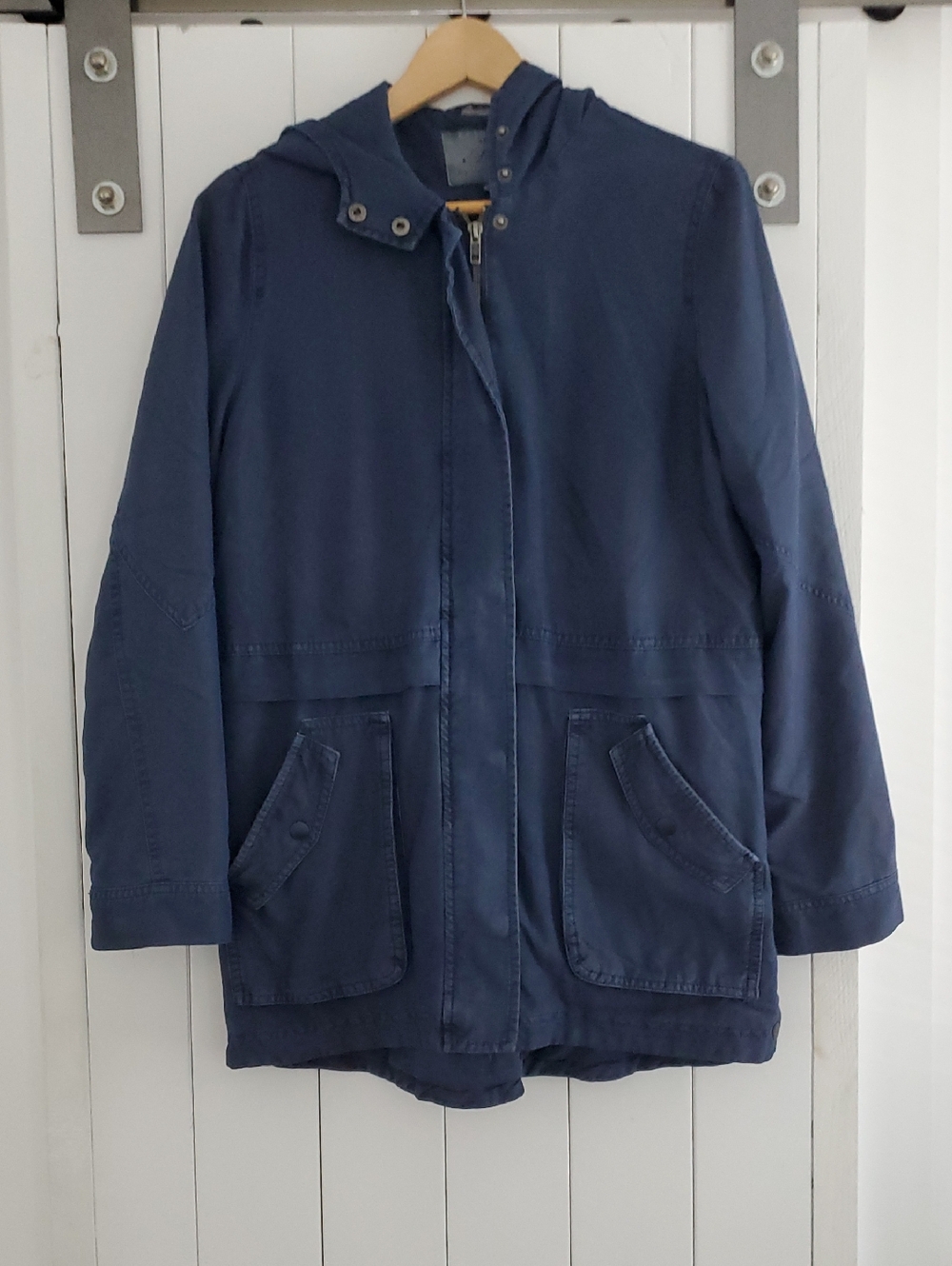 Mavi Navy Zip-Front Hooded Jacket